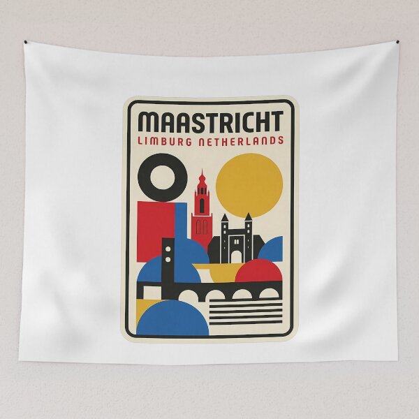 Item preview, Maastricht Netherlands Retro Geometric Travel Poster designed and sold by k3rstman1.