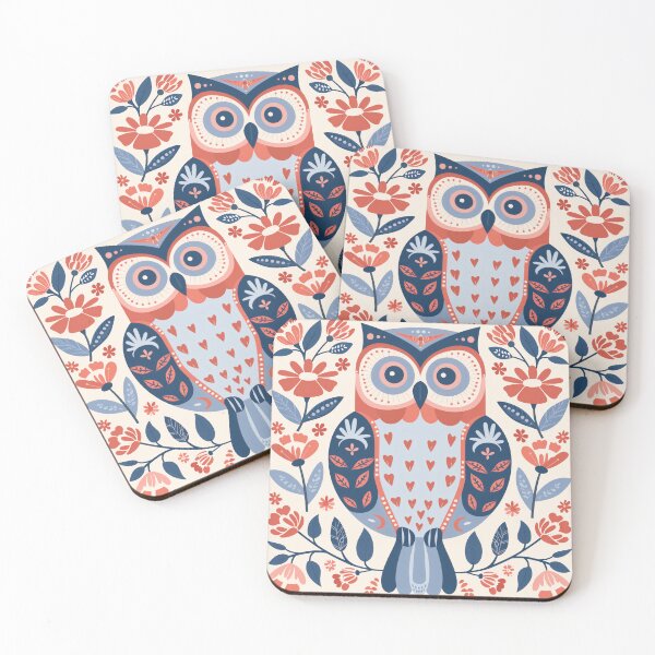 Item preview, Scandinavian Folk Art, Floral Owl designed and sold by xiao xuans.