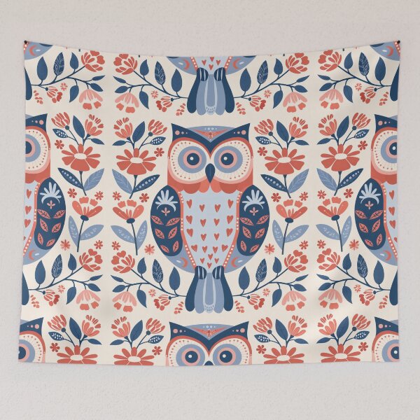 Item preview, Scandinavian Folk Art, Floral Owl designed and sold by xiao xuans.