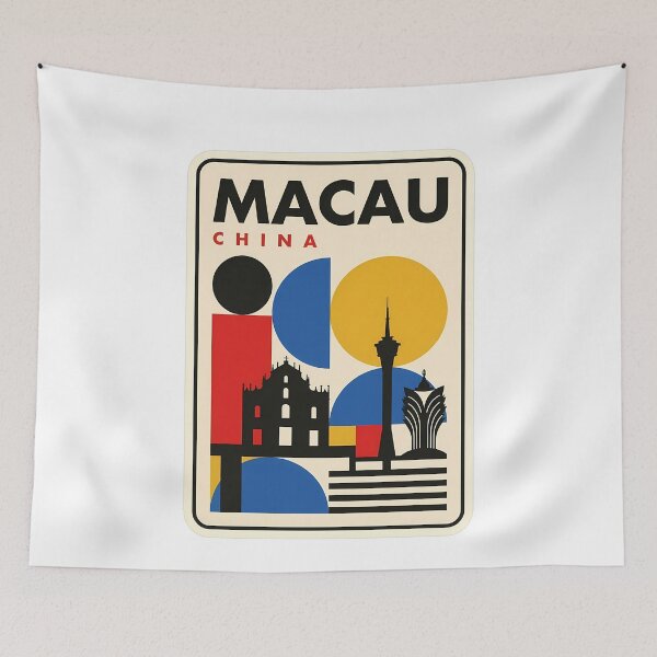 Item preview, Minimalist Macau China Landmark Geometric Travel designed and sold by k3rstman1.