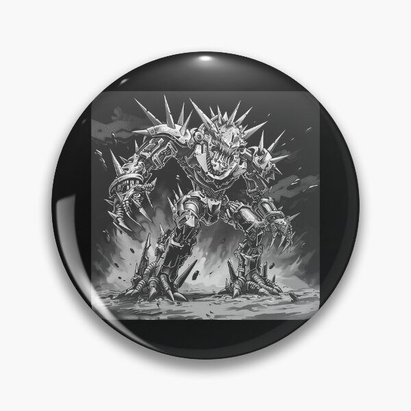 Item preview, Black and White Spiked Mech Monster Robot Art designed and sold by inkoutninja.