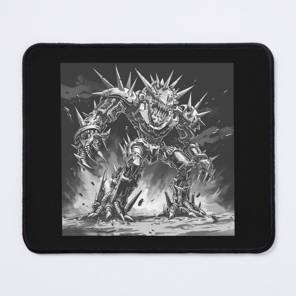Item preview, Black and White Spiked Mech Monster Robot Art designed and sold by inkoutninja.