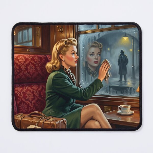 Item preview, Vintage Noir Train Mystery Pin-up Art Print designed and sold by Vincent-68.