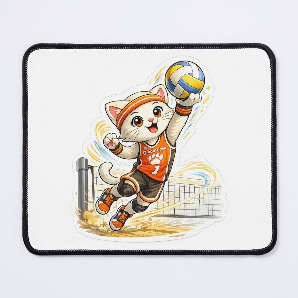 Item preview, DreamPaw Volleyball Cat | Cute Kawaii Volleyball Kitten Sports Lover Gift designed and sold by DreamPaw Studio.