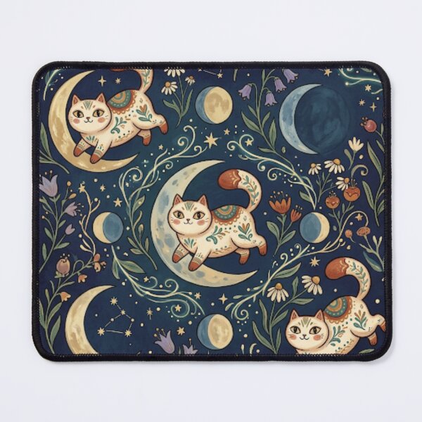 Item preview, Celestial Cats and Crescent Moon Pattern designed and sold by Iampoji.