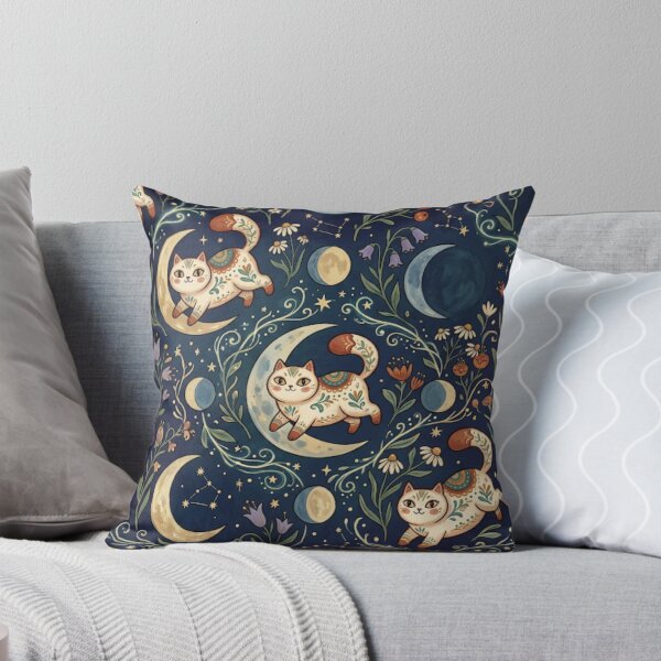 Item preview, Celestial Cats and Crescent Moon Pattern  designed and sold by Iampoji.