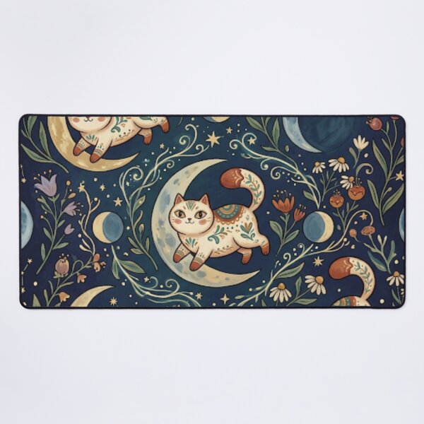 Item preview, Celestial Cats and Crescent Moon Pattern  designed and sold by Iampoji.