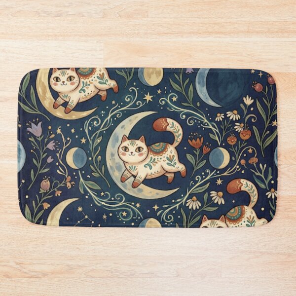 Item preview, Celestial Cats and Crescent Moon Pattern  designed and sold by Iampoji.