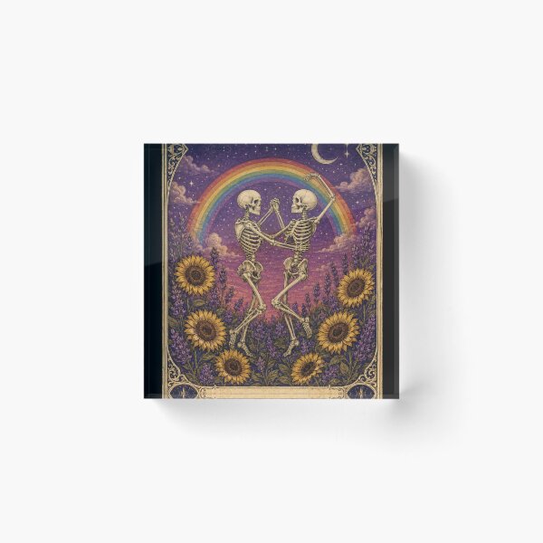 Item preview, Vintage Tarot Card Pride Dancing Skeletons Sunflower designed and sold by bosamji.