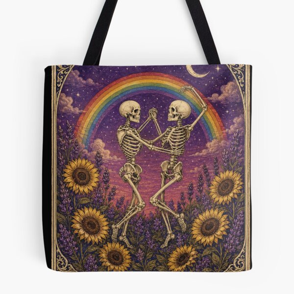 Item preview, Vintage Tarot Card Pride Dancing Skeletons Sunflower designed and sold by bosamji.