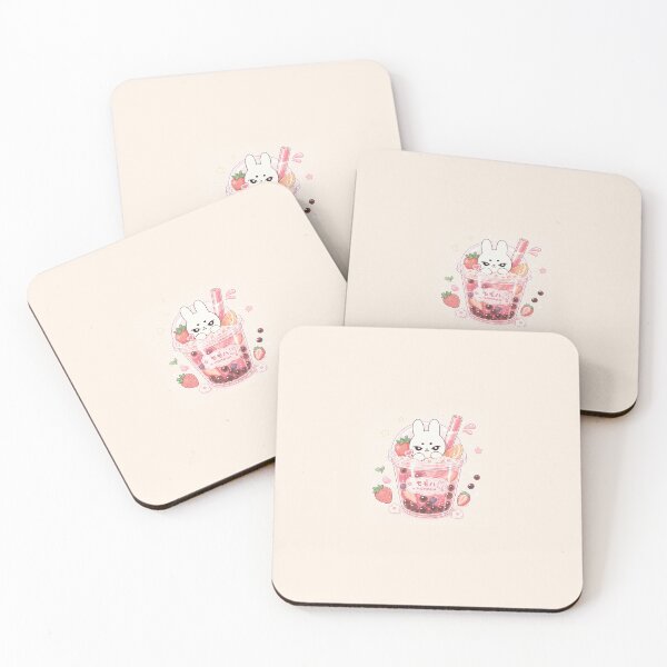 Item preview, Kawaii Strawberry Bubble Tea Bunny designed and sold by kokoriiland.