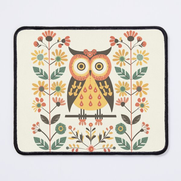 Item preview, Scandinavian Folk Art, Floral Owl designed and sold by xiao xuans.