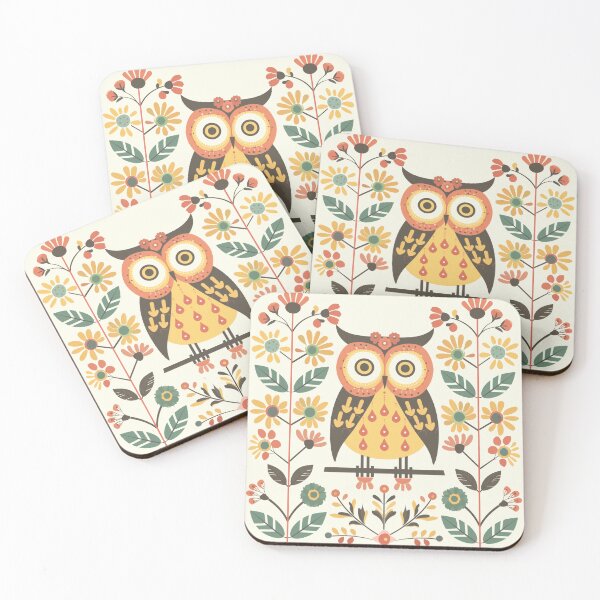 Item preview, Scandinavian Folk Art, Floral Owl designed and sold by xiao xuans.