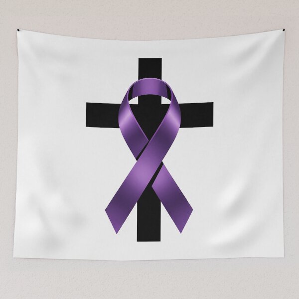 Item preview, Pancreatic Cancer Cross Pancreatic Cancer Awareness Purple Ribbon Cancer designed and sold by sailorjessiArt.