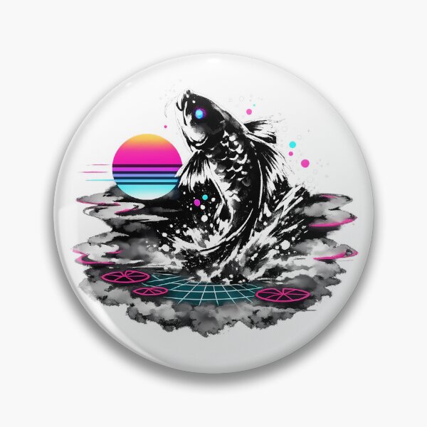 Item preview, Synthwave Sumi-e Koi Leap designed and sold by KungPowUnicorn.