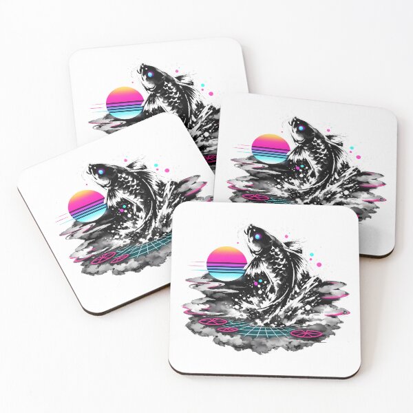 Item preview, Synthwave Sumi-e Koi Leap designed and sold by KungPowUnicorn.