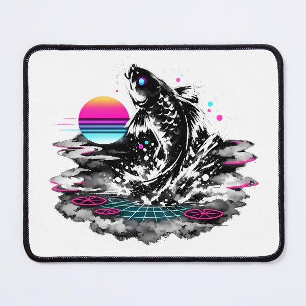 Item preview, Synthwave Sumi-e Koi Leap designed and sold by KungPowUnicorn.