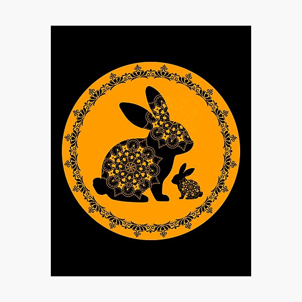 Item preview, Mandala Rabbit Silhouette | Ornamental Bunny Folk Art designed and sold by GorinART.