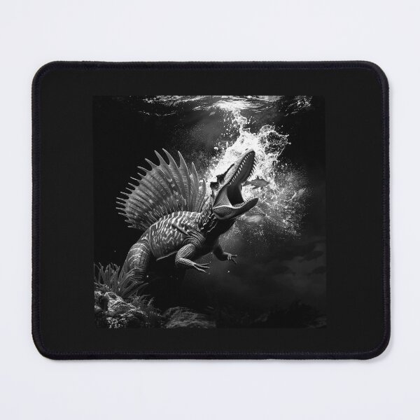 Item preview, Black and White Spinosaurus Underwater Dinosaur Art designed and sold by inkoutninja.