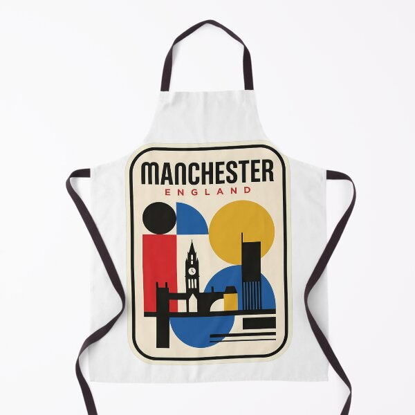 Item preview, Manchester England Retro Geometric Cityscape Travel Poster designed and sold by k3rstman1.