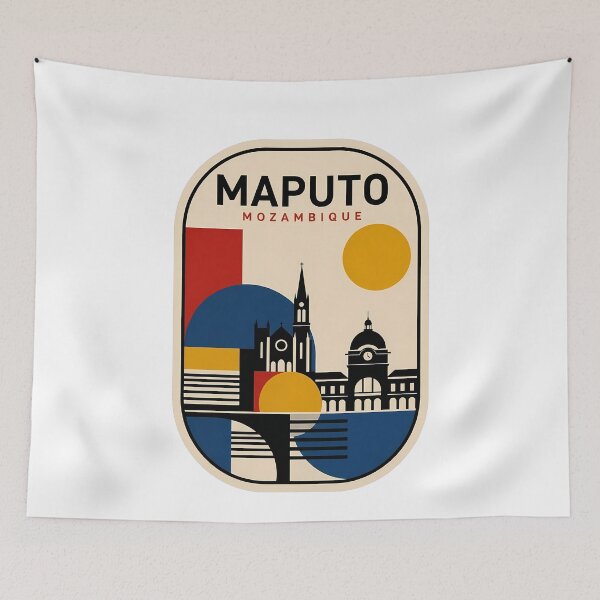 Item preview, Maputo Mozambique Retro Geometric Landmark Skyline designed and sold by k3rstman1.