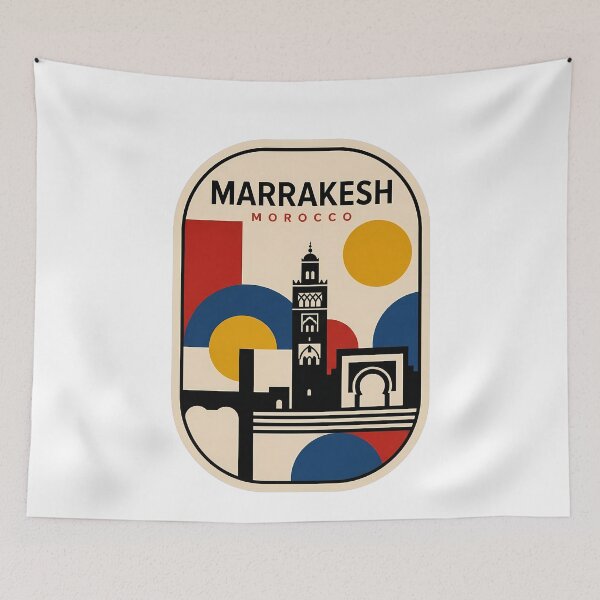 Item preview, Retro Marrakesh Morocco Geometric Travel Poster Style designed and sold by k3rstman1.