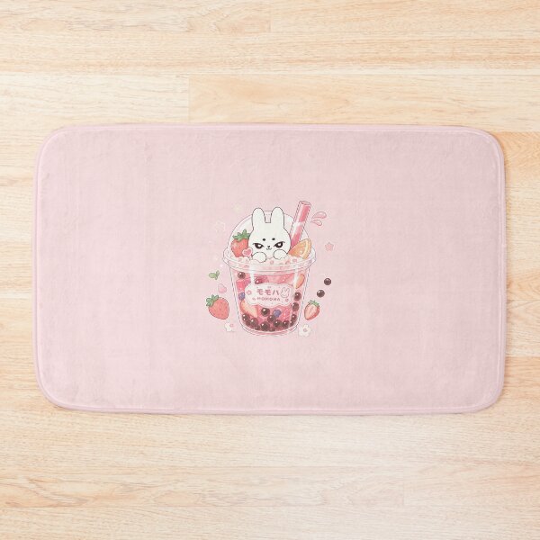Item preview, Kawaii Strawberry Bubble Tea Bunny Pink designed and sold by kokoriiland.