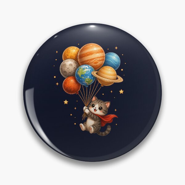 Item preview, Cute Kawaii Cat Flying with Planet Balloons designed and sold by Seculinator.
