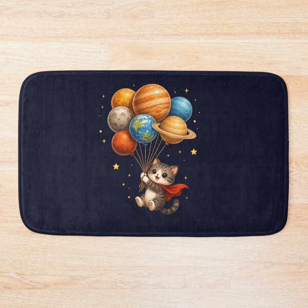 Item preview, Cute Kawaii Cat Flying with Planet Balloons designed and sold by Seculinator.