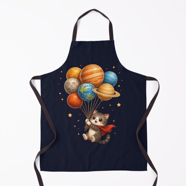 Item preview, Cute Kawaii Cat Flying with Planet Balloons designed and sold by Seculinator.