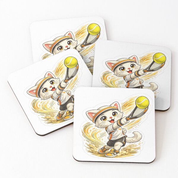 Item preview, DreamPaw Tennis Cat | Cute Kawaii Tennis Kitten Sports Lover Gift designed and sold by DreamPaw Studio.