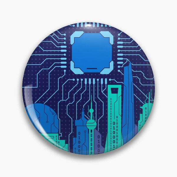 Item preview, Futuristic Digital City With Chinese Landmarks designed and sold by Lexkon Liu's art.