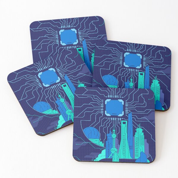 Item preview, Futuristic Digital City With Chinese Landmarks designed and sold by Lexkon Liu's art.