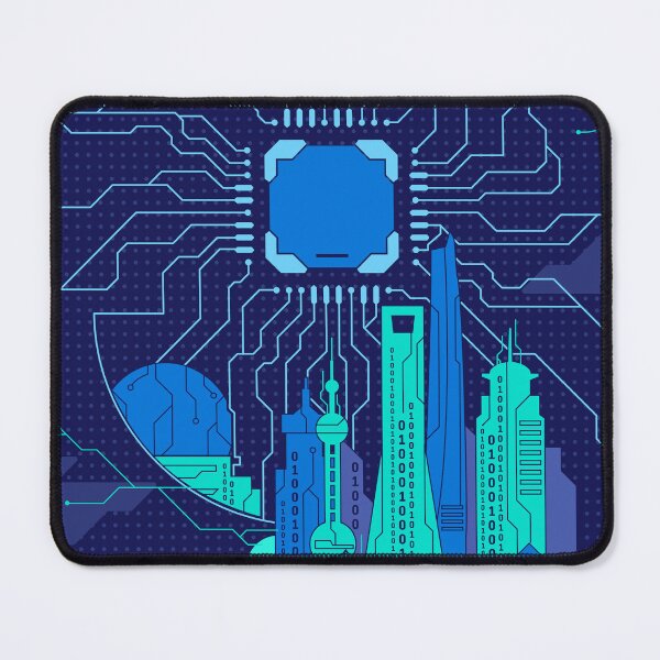 Item preview, Futuristic Digital City With Chinese Landmarks designed and sold by Lexkon Liu's art.