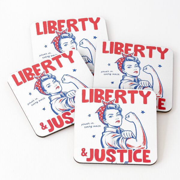 Item preview, Liberty And Justice For All Power Woman, Liberal 4th of July ,Anti-Trump designed and sold by KustMeram.
