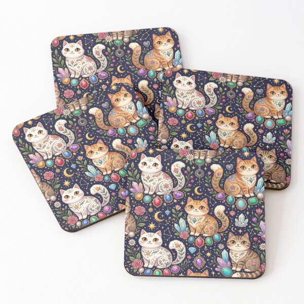 Item preview, Magic Crystal Cats and Gems Pattern  designed and sold by Iampoji.