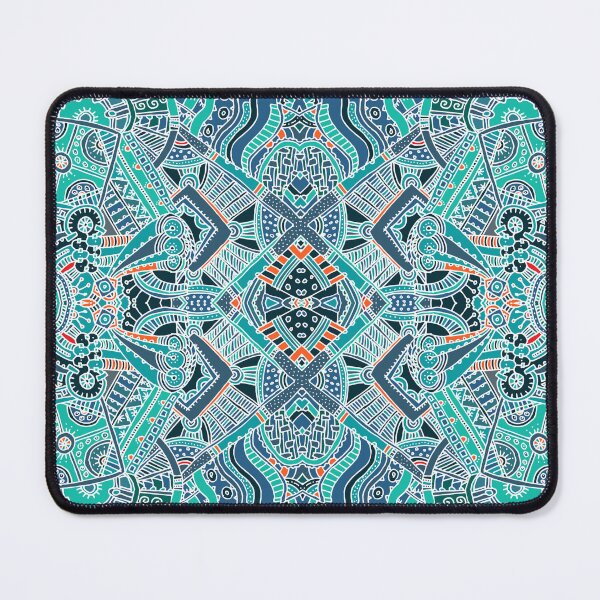 Item preview, Tribal Mandala Seamless Pattern – Teal Navy Orange Ethnic Geometric Print designed and sold by 555Design.