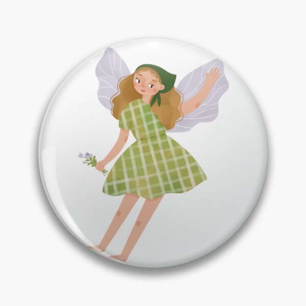 Item preview,  Fairy In Green Checkered Dress Kawaii Art designed and sold by carlottaiart.