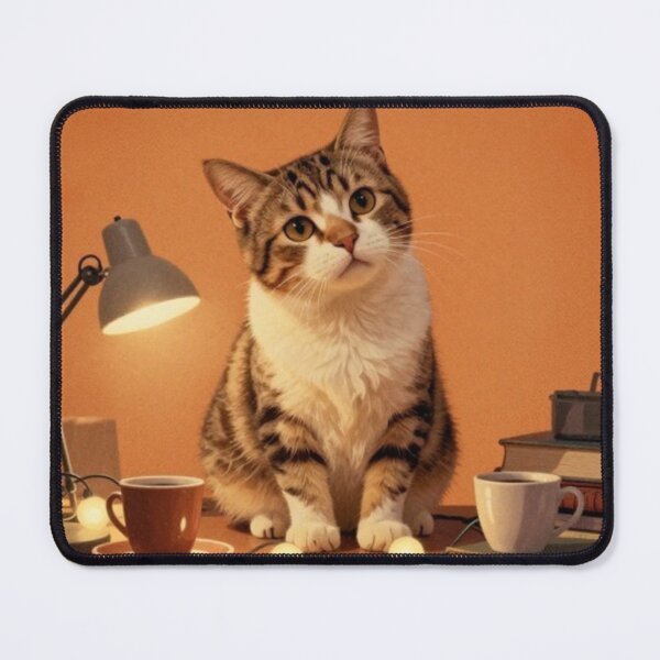 Item preview, Overstimulated Retro Cat Desk Chaos | Vintage 70s Funny Coffee Cat Illustration designed and sold by RandomWalker.