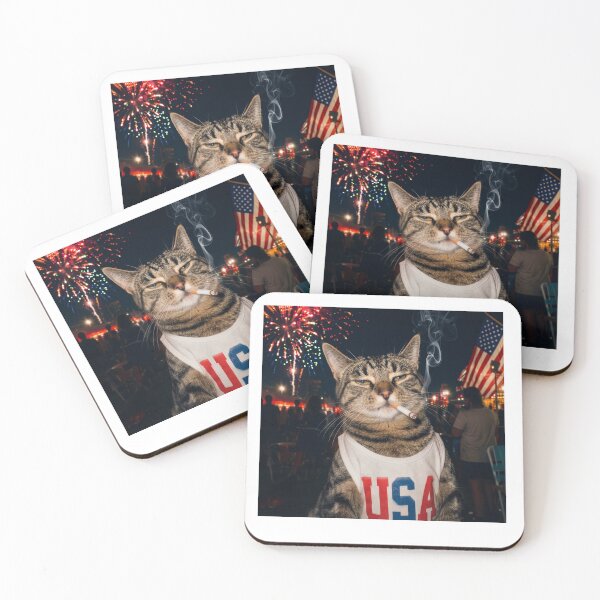 Item preview, Funny 4th of July, Patriotic Smoking Cat,  designed and sold by KustMeram.