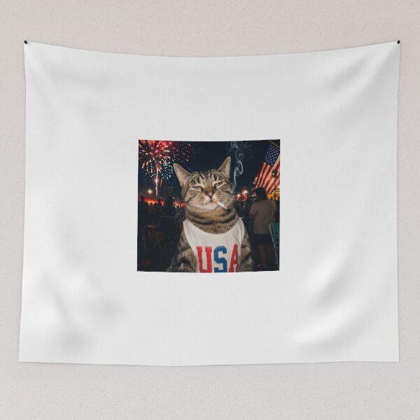 Item preview, Funny 4th of July, Patriotic Smoking Cat,  designed and sold by KustMeram.