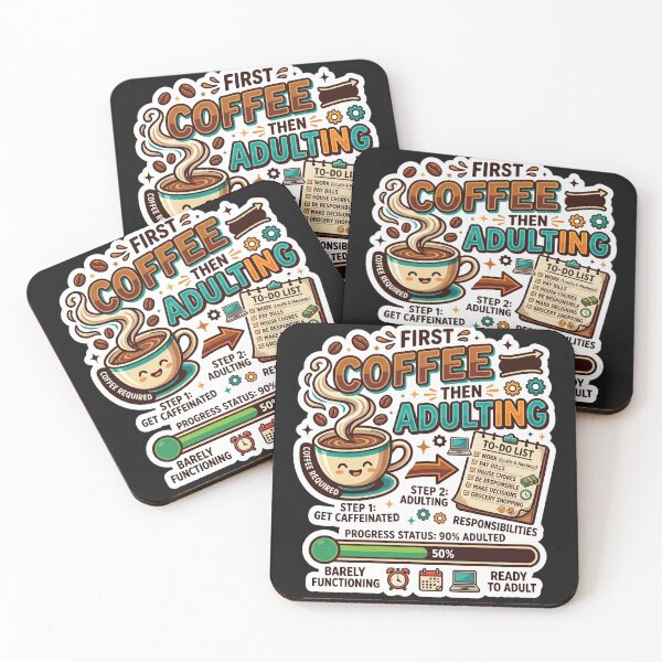 Item preview, First Coffee Then Adulting Funny Coffee Lover Design designed and sold by Pixel Analytics.