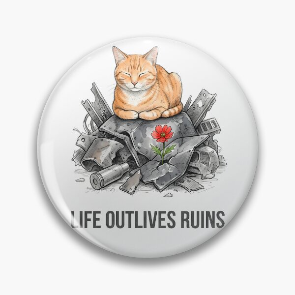 Item preview, Life Outlives Ruins: Resilient Cat and Flower Art designed and sold by SoulPT.