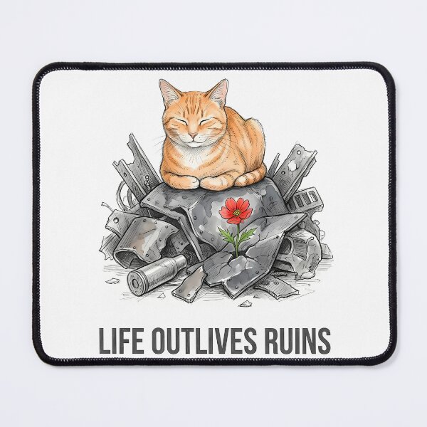 Item preview, Life Outlives Ruins: Resilient Cat and Flower Art designed and sold by SoulPT.
