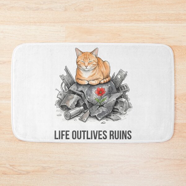 Item preview, Life Outlives Ruins: Resilient Cat and Flower Art designed and sold by SoulPT.
