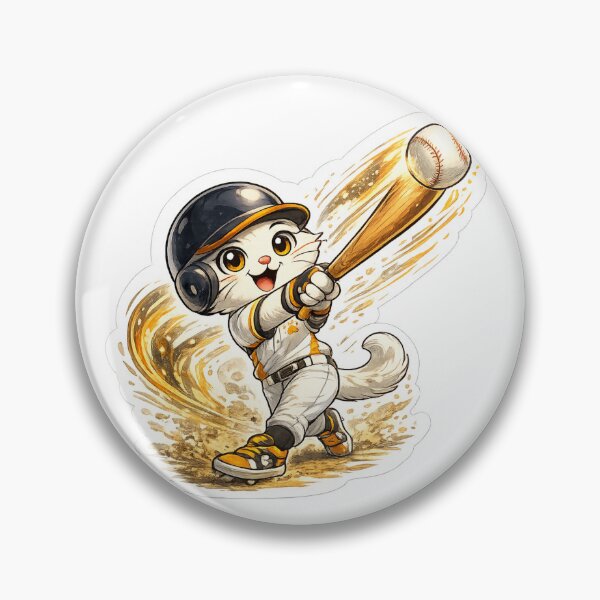 Item preview, DreamPaw Baseball Cat | Cute Kawaii Baseball Kitten Sports Lover Gift designed and sold by DreamPaw Studio.
