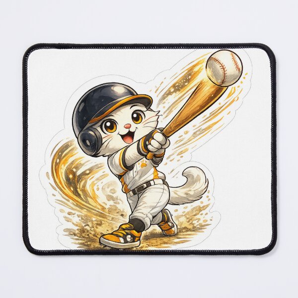 Item preview, DreamPaw Baseball Cat | Cute Kawaii Baseball Kitten Sports Lover Gift designed and sold by DreamPaw Studio.