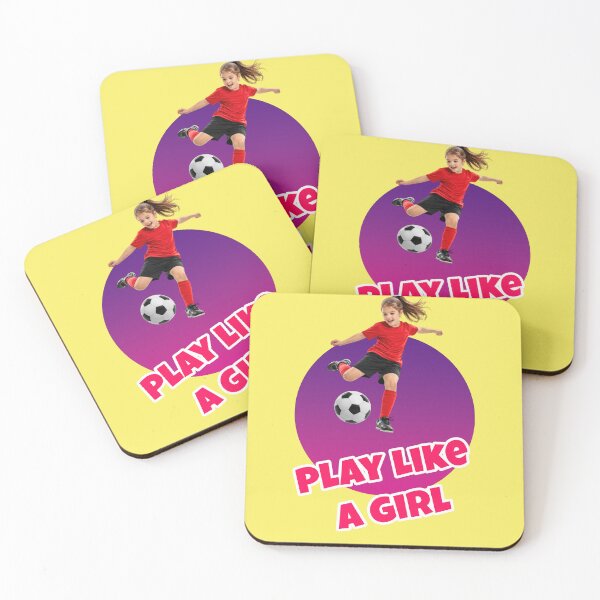 Item preview, Play like a girl, female football player kicks ball designed and sold by Mauswohn.