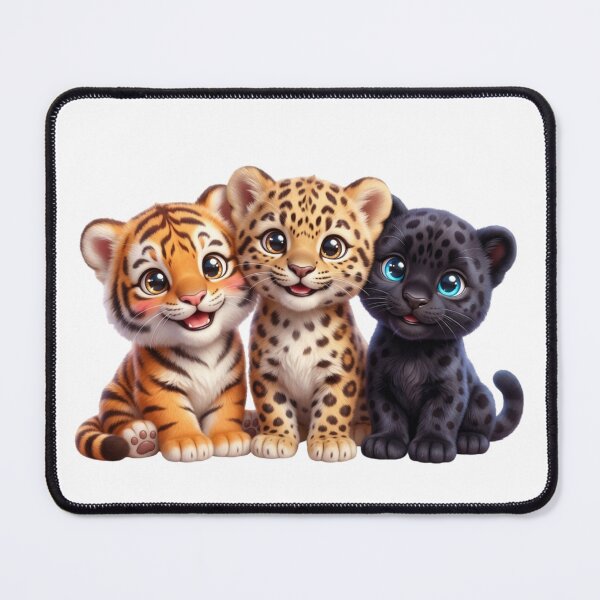 Item preview, Three cute baby big cats cartoon illustration designed and sold by krujoArt.