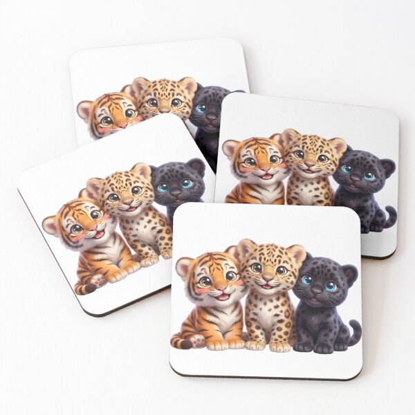 Item preview, Three cute baby big cats cartoon illustration designed and sold by krujoArt.